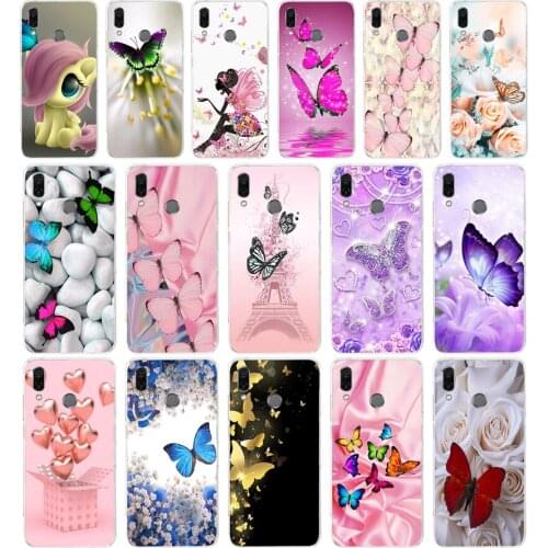 381FG Red butterfly on white roses Soft Silicone Tpu Cover phone Case for huawei Honor 8 Lite 8X