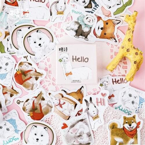 45 PCS Cute Animal Sticker Diary Decorative Stationery Scrapbooking DIY Diary Album Stick Lable