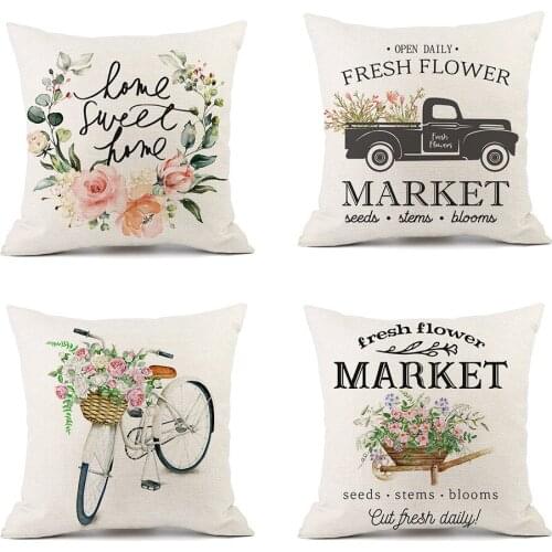 Sofa Seat Cushion Cover Happy Autumn Tree Maple Leaf Bicycle Pillow Cover Decorative 45x45cm Cojines Decorativos Para Sofa