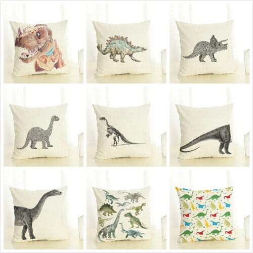 Cushion Cover 45x45cm Dinosaur Pillow Cases Home Decor Animals Tyrannosaurus Rex Printing Cotton Linen Pillowcases