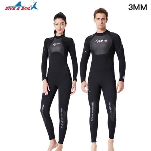 3mm diving wetsuit neoprene men and women one-piece warm surf free diving suit long-sleeved winter Spearfishing snorkeling suit