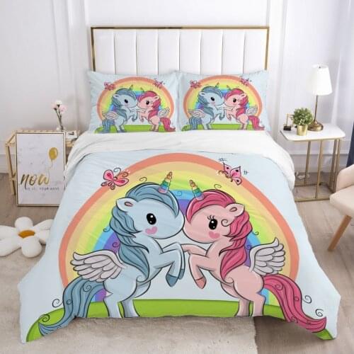 Cartoon Childrens Bedding set for kids baby boy girls Duvet cover set pillow case Bed linens Quilt cover 140x200 Car unicorn