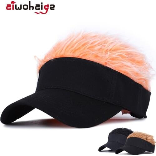 New Fashion Novelty Baseball Cap Fake Flair Hair Sun Visor Hats Mens Womens Toupee Wig Funny Hair Loss Cool Gifts Bone Gorras
