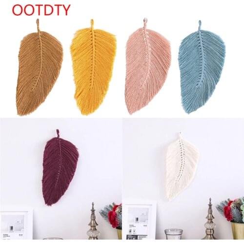 OOTDTY Handmade Tassels Macrame Leaves Tapestry Nordic Style Tapestry Wall Hanging Toys Kids Room Decor Home Nursery Boho Decor