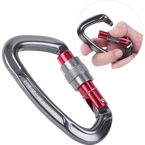 Outdoor Twist Locking Gate Carabiner Auto Lock D-ring Buckle Climbing Rappelling Canyoning Hammock Locking Clip
