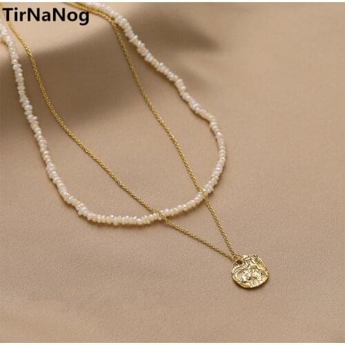 Han Edition Baroque Freshwater Pearl Necklace Simple Geometrical Irregular Multi-storey Clavicle Chain Necklace Pendant