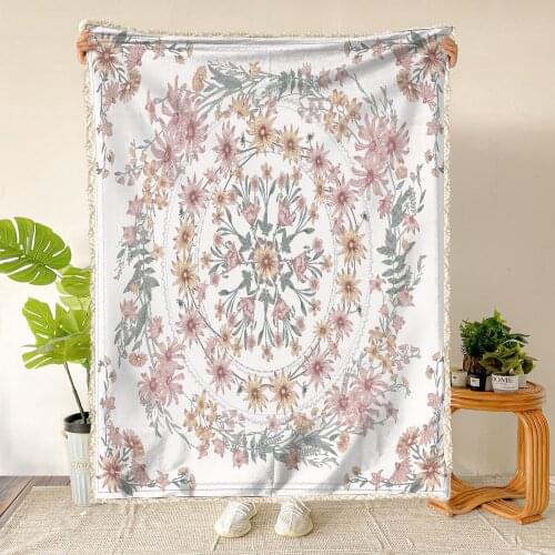 Flowers 3D Print Symbol Plush Throw Blanket Sherpa Fleece Bedspread Blanket Vintage Bedding Square Picnic wool soft Blanket