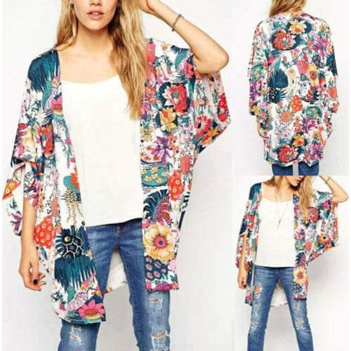 Plus Size Sexy Women Fashion Lace Loose Floral Kimono Holiday Cardigan Lady Summer Top Blouse Coat