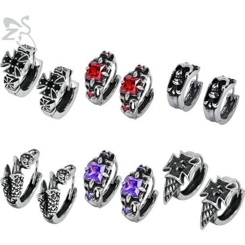 ZS 7 Styles Punk Claw Hoops Earrings for Men Women Stainless Steel Rock Circle Earrings Boys' K-pop Round Ear Piercings Jewelry