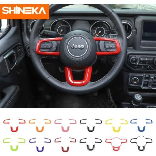 SHINEKA Interior Accessories For Jeep Gladiator JT 2018+ Car Steering Wheel Decoration Cover Stickers For Jeep Wrangler JL 2018