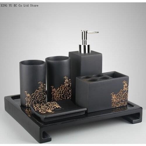 Modern Minimalist Bathroom Supplies Bathroom Decoration Accessories Toothbrush Holder Mouthwash Cup Soap Dish Tray Lotion Bottle