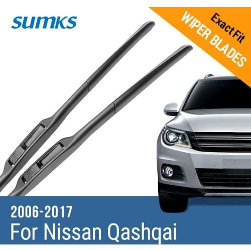 SUMKS Wiper Blades for Nissan Qashqai 24"& 15" / 26"& 16" Fit pinch tab / hook Arms 2006 to 2017