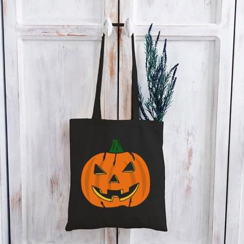 Scary Pumpkin Canvas Bag Harajuku Halloween Horror Movie Ladies Bag 2021 Harajuku Shopping Bags Cartoon Fashion Tote Bag Print