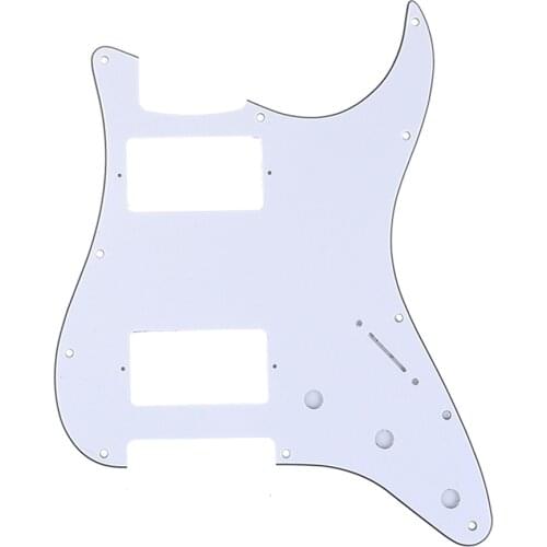 Musiclily Pro 11 Hole Guitar Strat Pickguard HH for American/Mexican Fender Standard Stratocaster Style, 3Ply White