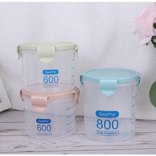 Three Colors 600-1000 ml Kitchen Storage Box Sealing Food Storage Container Preservation Plastic Fresh Pot Container