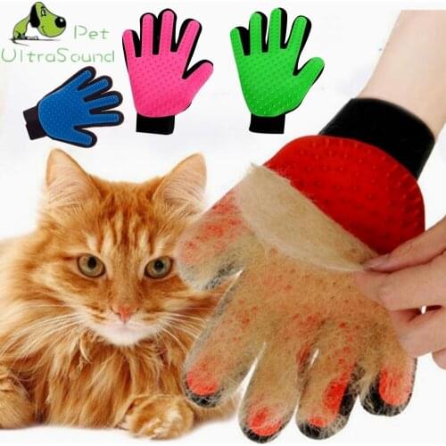 ULTRASOUND PET Hair Glove Dog Comb Glove for Dog Animal Hair Brush For Dog Cat Grooming Deshedding True Finger Cleaning Domestic