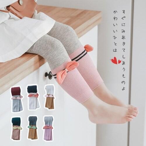 Spring Autumn Knitted Children Pantyhose Cotton Double Needle Tights for Girls Cute Bowknot Baby Girl Toddler Winter Stockings