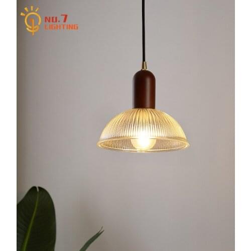 Japanese Retro Simple Solid Wood Glass Pendant Lights Led E27 Art Decor Living/Dining Room Restaurant Bar Bedroom Bedside Cafe