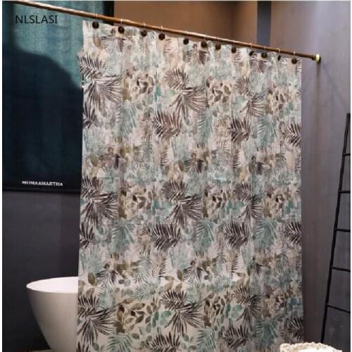 1pc Leaf Print Thicken EVA Shower Curtain Bathroom Home Deco Waterproof Mildew Proof Curtains with Hooks Bathroom Accessories