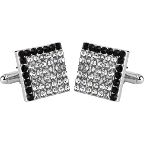 White and black Full Rhinestone Cuff Links Square Cufflinks For women men French Shirt Accessoires Cuflink for wedding gift