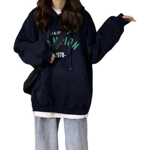 Zuolunouba new 2020 Autumn And Winter Plus Velvet Thick Letters Women Hoodie Loose Casual Fashion Harajuku Sweet Ladies Pullover