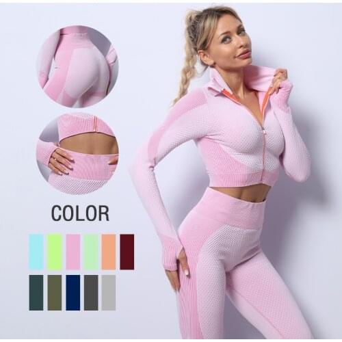 Women Yoga Set Running Seamless Gym Clothing Fitness Leggings + Crop Top Sportswear High Waist Fitness Legging Workout Yoga Suit