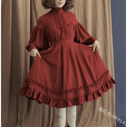 Gothic Vintage Lolita Dress Women Japanese Style Palace Princess Dresses Lantern Sleeve Cute Party Dress Sweet Cosplay Costume