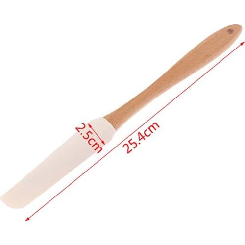 1pcs Scraper Durable Wood Handle Utensil Spatula Cream Butter Removable Silicone