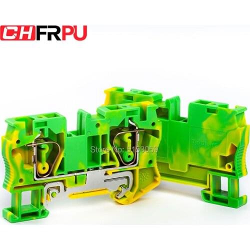 1Pcs ST6-PE Din Rail Ground Spring Terminal Block Return Pull Type Spring Earthed Terminal Connectors