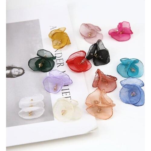 10pcs Fashion Korean Earrings For Women Flower Earrings Decoration Fairy Light Net Yarn Pendant Female Accessories Diy Jewelry