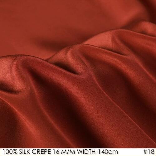 100% SILK CREPE DE CHINE 140cm width 16momme Pure Silk fabric by the yard Firebrick NO 18