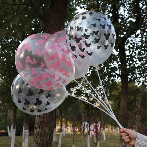 100pcs 2.8g 12inch Red Black Mickey Minnie Head Transparent Latex Balloon Birthday Party Wedding Decoration Air Globos Kid Toy