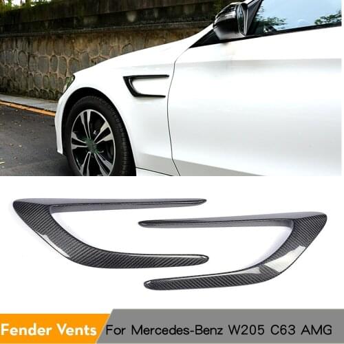 2PCS/SET Carbon Fiber Front Side Fender Vents Decoration Scoops for Mercedes-Benz C-Class W205 C205 C63 AMG 2015 - 2017