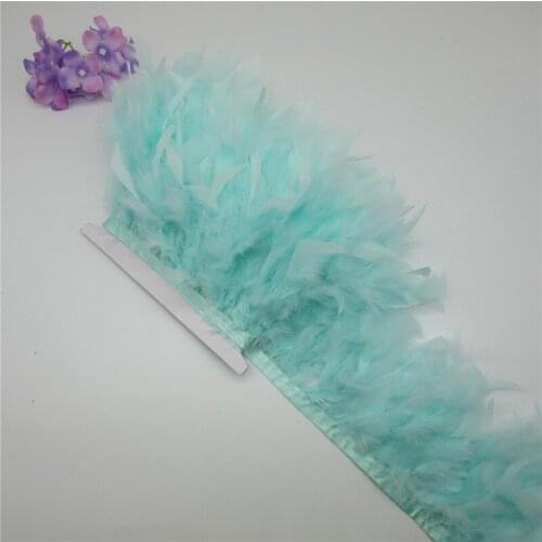 20 Meter Light green fluffy Beautiful Turkey feathers ribbon fringe 10-15cm turkey feather trimming for carnival Diy costumes