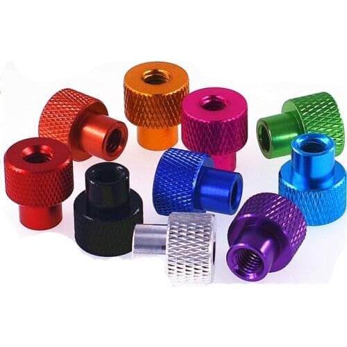3pcs M2 aluminum alloy double through hole steps hand screws nuts high head pineapple grain knurled fasten handle color nut
