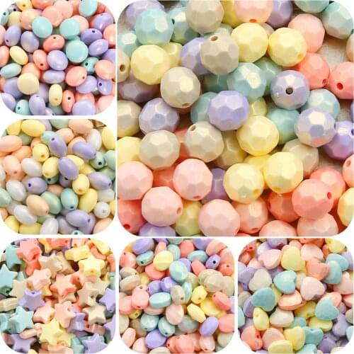 30g Candy Color Acrylic Round Pumpkin Star Heart Beads for DIY Earring Necklace Bracelet Jewelry Making Craft Accessories
