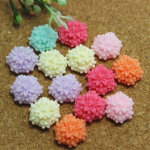 50pcs 13mm Mix Colors Resin Flower Flatback Cabochon for DIY Scrapbooking Decorative Craft Making