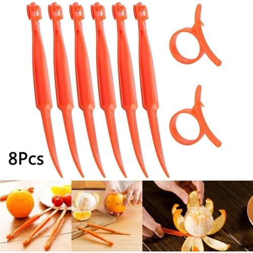 8 Pcs Orange Citrus Peeler Fruit Peel Stripping Tool Plastic Easy Slicer Cutter Remover Opener Knife Gadget Kitchen Accessories