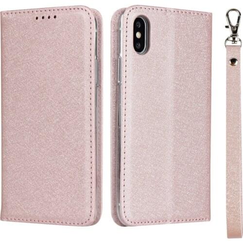 Silk Pattern PU Leather Case For iPhone X Xs Flip Stand Wallet Cover For iPhone Xs Card Pockets Lanyard cases