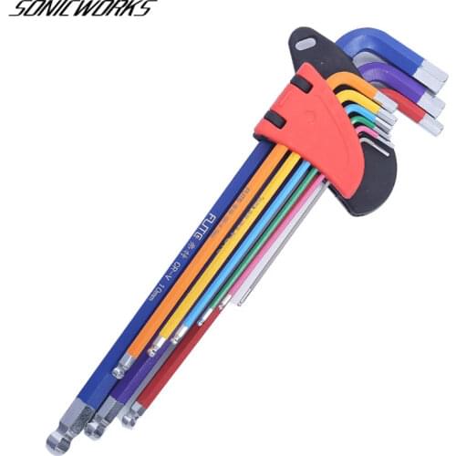 Riding Screwdriver Hex Allen Wrench Set 9pcs Colour Bicycle Hexagon Spanner Coding Wear-resisting Ball End Cycling Keys Tool Set