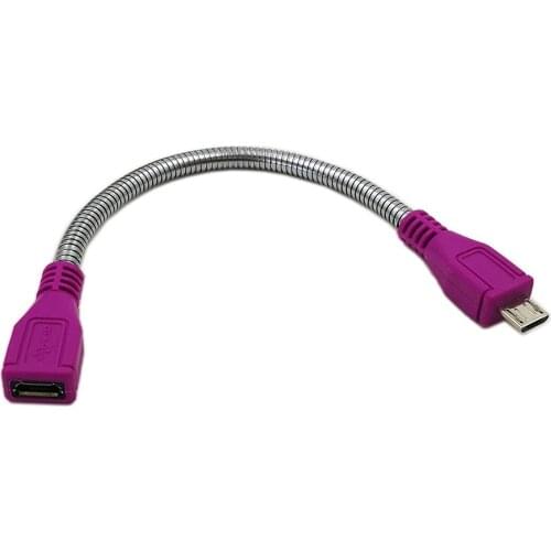 USB 2.0 Micro male plug to USB Micro female Jack extension flexible metal stand cable 15cm