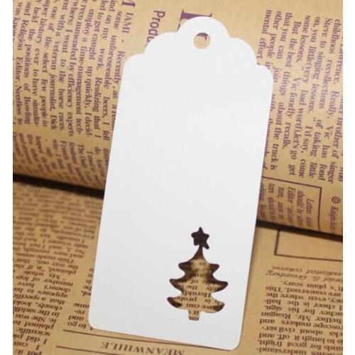 Hot 9.5*4.5cm Hollow Tree Scalloped Kraft Paper Card / Blank Tag / Christmas Gift Tag Price Label