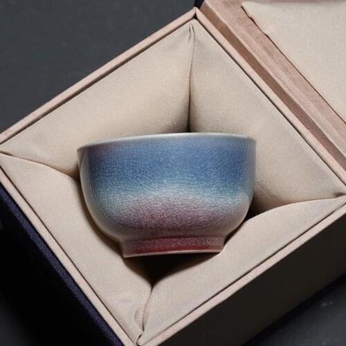 70/90ml Kiln Change Ceramic Tea Cup Kung Fu Tea Set Master Cups Porcelain Teacup Small Tea Bowl Gift Box Teaware Drinkware Decor