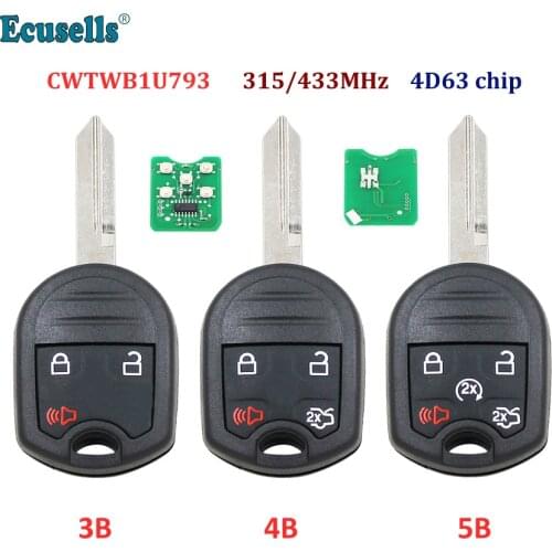3/4/5 Button Remote Key Fob for Ford Expedition Explorer Taurus Flex 315/433MHz with 4D63 80bit Chip FCC: CWTWB1U793