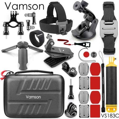 Vamson Medium General Accessories Set Advanced Buoyancy Bar Bicycle Bracket Headband Helmet Strap for gopro hero9 8 7 6 VS183