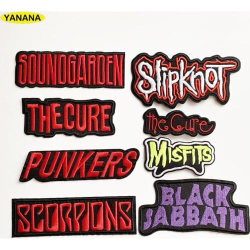 Red rock band Patches for Clothing DIY Stripes Written Words Sticker Clothes Stickers Apparel Garment Accessorie