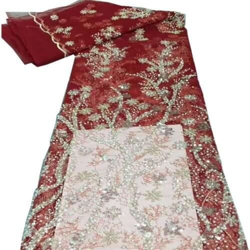 SJ Lace Sequins Beaded Lace African Lace Fabric 2021 High Quality Nigerian Lace Fabric French Tulle Lace For Dress Sewing xc6-35