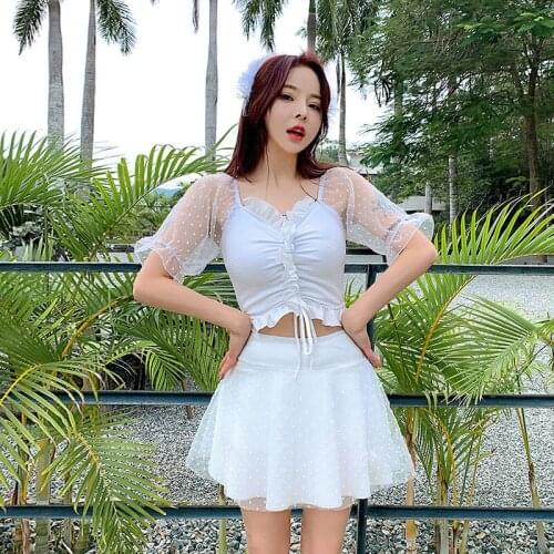 Swimsuit For Girls Tankini Swimsuits Women Bathing Suit Swim Wear Drawstring Push Up Lace Skirt Pants Fragrance Fairy Polyester