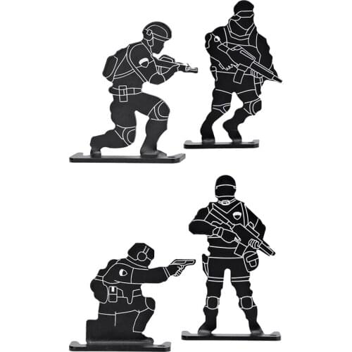 4pcs Soldier Shooting Metal Targets Set Outdoor Paintball Airsoft AEG GBB Tactical Trigger Time Practice Nock Down Target