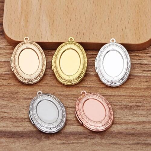 10 pcs/lot 22*29mm Oval Shape Metal Brass Locket Pendant Can Open Photo Floating Locket Pendant DIY Necklace Pendant